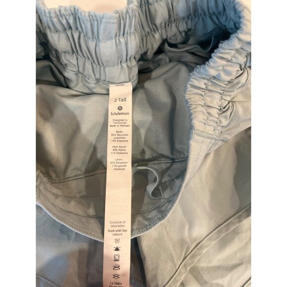 Lululemon 2 Tall Womens Light Blue Running Shorts With Mesh Detail & Elastic Wai - Picture 3 of 7